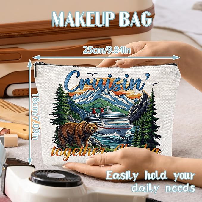 Alaska Souvenirs Cruise Bags Gifts - Makeup Bag Alaska Travel Must Have Essentials, Cosmetic Pouch Purse Cruise Exchange Idea Gift for Women Men Adults