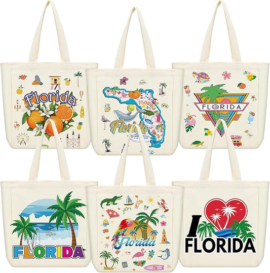 Large Canvas Tote Bags Decorative Themed City Souvenir Gift Bags with Handle Shopping Basket Reusable