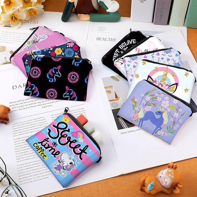 10 Pieces Small Coin Purse Boho Change Purse Pouch Mini Wallet Coin Bag with Zipper Exquisite Present for Women Girls on Valentine's Day