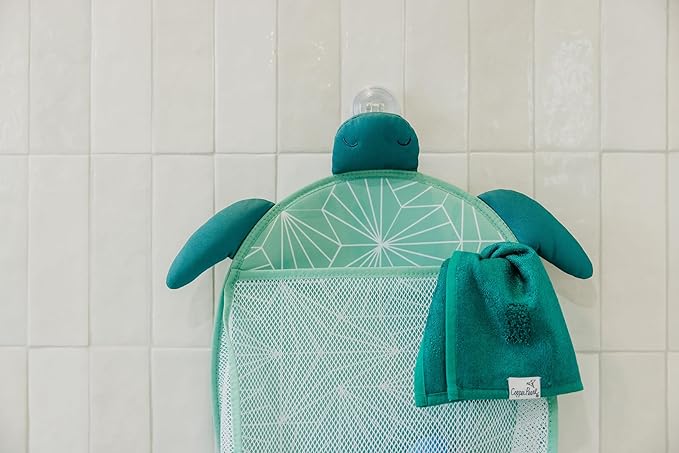 Oceana Bath Toy Organizer with Suction Cups by Copper Pearl: Extra-Large Mesh Bath Toy Holder for Bathtub, Quick-Dry Bath Toy Storage Net, Convenient Bath Toy Net for Tub - Wade