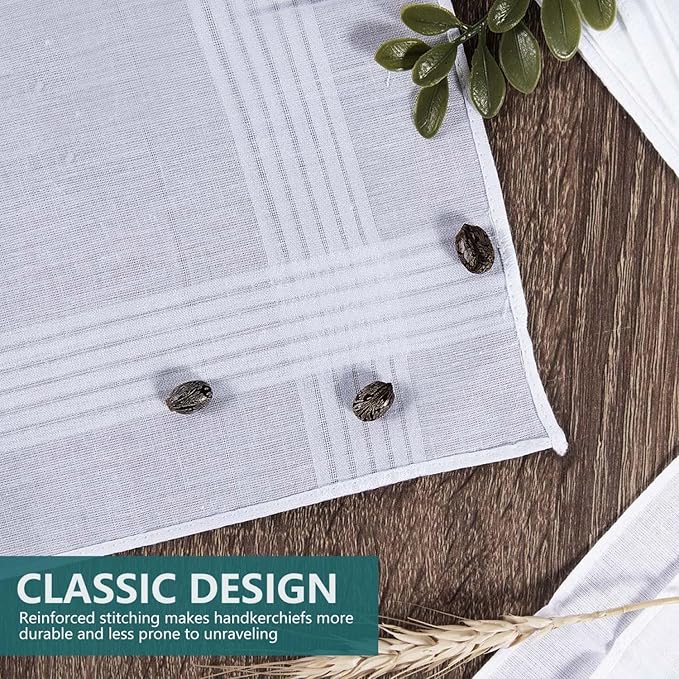 SenseYo Men's Handkerchiefs, 100 Soft Cotton White Handkerchiefs for Men