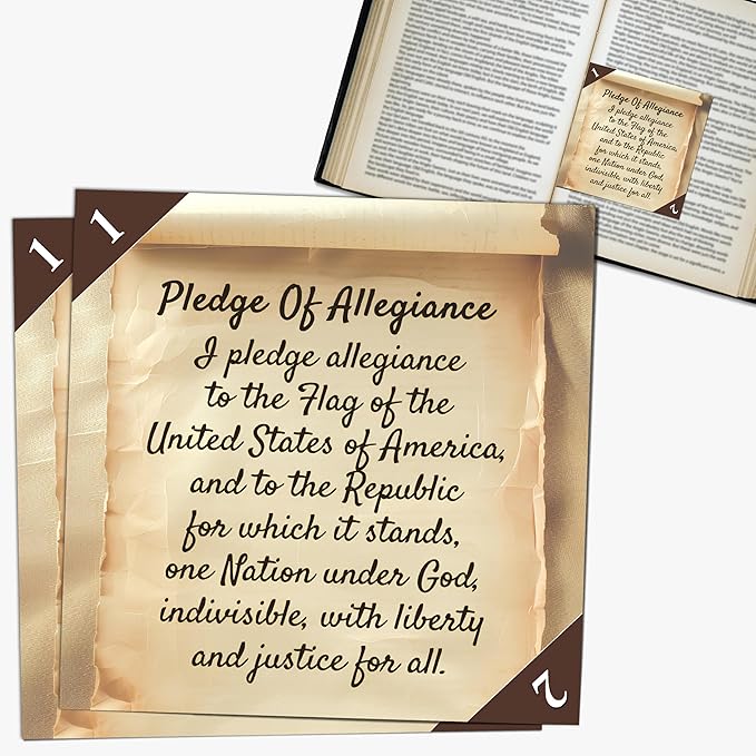 Bookmarks – Set of 2 | Pledge of Allegiance | Patriotic Line-Marking Bookmark for Readers | All-American Gift for Veterans, Patriots & Bookworms | Patented, Made in USA