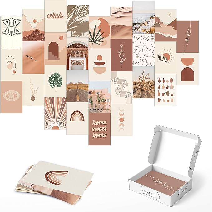 HAUS AND HUES Boho Print - Aesthetic Wall Collage Kit for Bedroom - Boho Wall Art - Set of 30 Unframed Prints