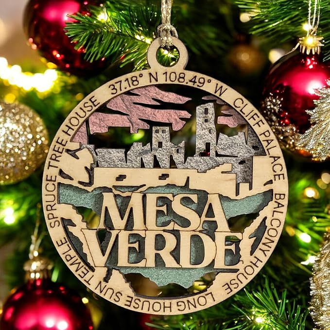 Mesa Verde National Park Cliff Dwelling Wooden Ornament - 3" Laser Cut Christmas Tree Decoration Souvenir