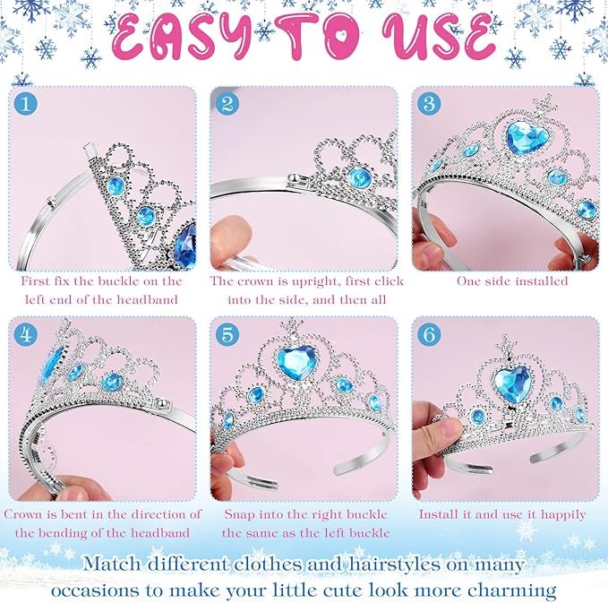 Zhanmai 24 Pcs Tiara Crown Set Princess Crown for Girls Plastic Tiaras Dress up Costume Party Favor Accessories Kid Birthday (Blue, Purple, Pink, Rose Red, Yellow, Green)