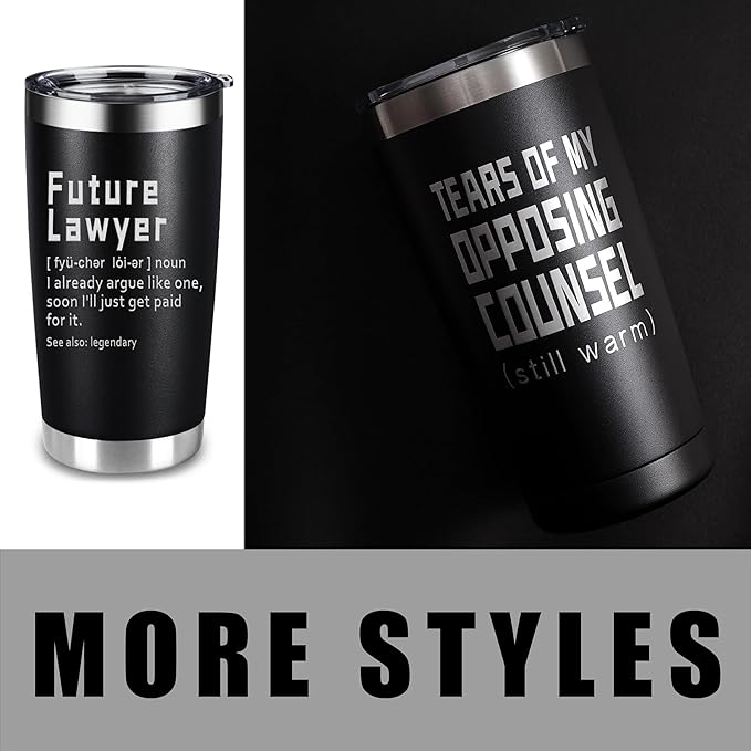 ARIABLE Allegedly Tumbler - Lawyer Gifts for Men & Women, Law School Gift, Funny Law Students Gifts, Future Lawyer, Attorney, Birthday, Christmas, 20oz Engraved Mug Cup, Black