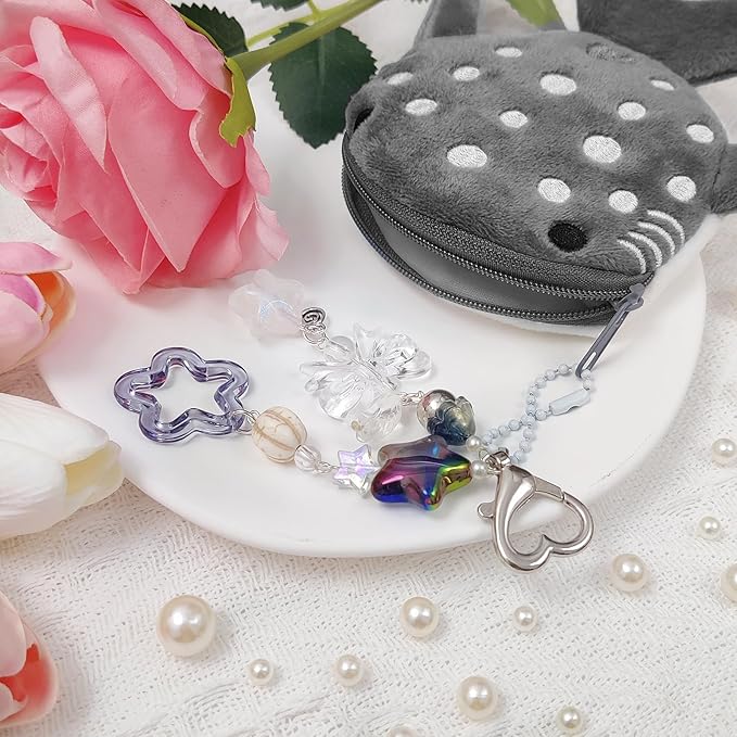 Cute Keychain Whale Shark Coin Purse Keychain Cute Plush Zipper Change Pouch, Kawaii Handmade Wallet for Women