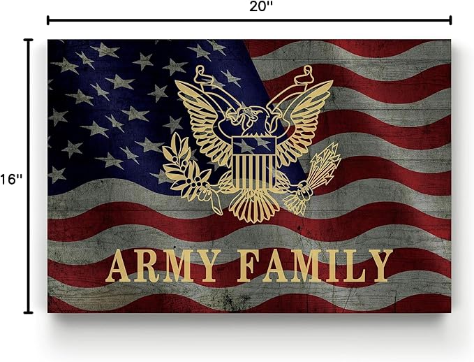 Renditions Gallery Canvas Patriotic Wall Art Modern Paintings Decorations American Army Family Glam Loyal Military Airforce Wall Hanging for Bedroom Office Kitchen Prints - 16"x20" LT25