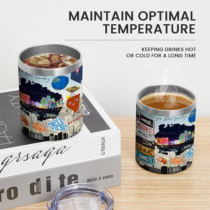 12oz Coffee Mug Nevada State Insulated Coffee Cups, United States Map Travel Mug Landmark, Birthday Gifts Cute Mugs with Lid and Straw Gifts for Mom