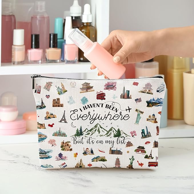Travel Gifts Makeup Bag For Women - I Havent Been Everywhere But Its On My List Makeup Bags for Travelers Women Travel Essentials Gifts for Birthday Christmas Weddings