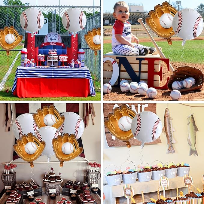 Baseball Balloons, 6PCS 18 Inch Sports Balloon Foil Baseball Balloons for Kids Boys Baby Shower Sport Birthday Party Decorations