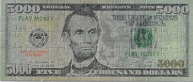 Dollar Bill Copy Money Puzzles - Adults Educational Kids Money Puzzle Souvenir Gift for Christmas Birthday Party Favor Mini Jigsaw Puzzle 9 x 4 in. (5.000)