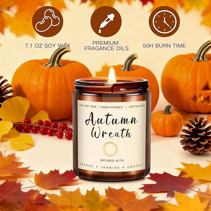 Candles for Home Scented, 6 x 3.5 oz Soy Wax & 150 Hours Long Lasting Fall Candles, Gifts for Women Birthday Thanksgiving Day Merry Christmas