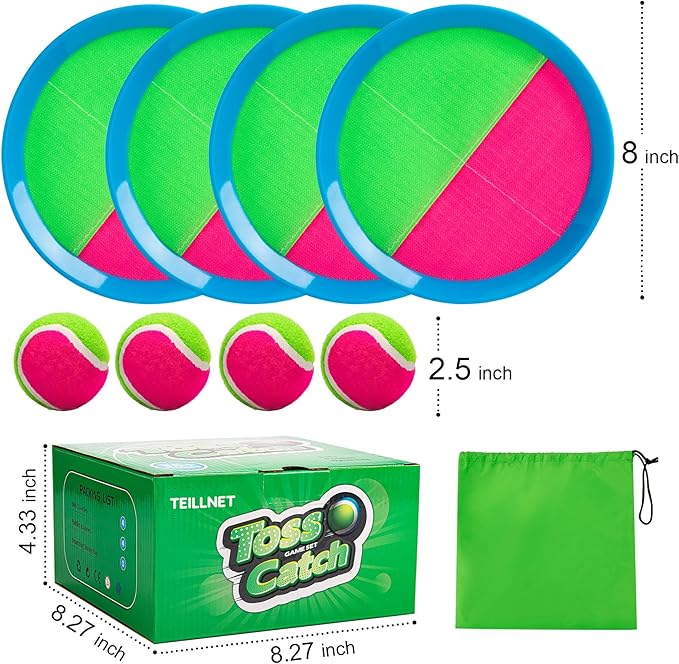 Toss and Catch Ball Set Upgraded - Family Games Kids Toys for Stocking Stuffers - Water-Resistant Great for Beach Pool Yard - Christmas Toys Gift for Boys Girls Teens 3 4 5 6 7 8 9 10 11 12+ Years