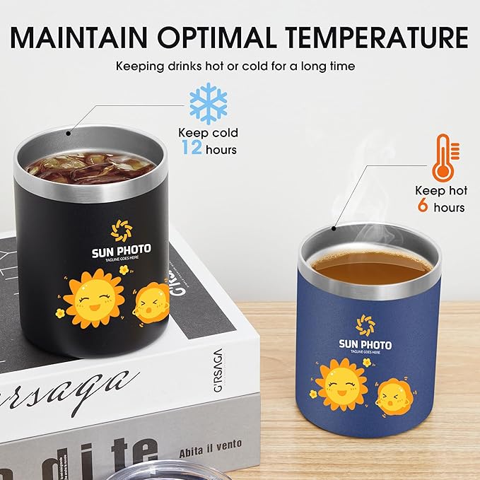 Personalized Custom Tumbler Print in USA 12oz 50Pcs Stainless Steel Travel Coffee Cup with Lid & Straw Double Wall Insulated Mug With Colorful Text Logo Photo