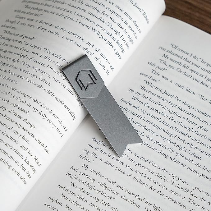 CJ Tech Metal Bookmark, Stylish Bookmarks, Teacher Valentine Gift, Unique Gift for Women, Men, Readers, Light&Durable Reward Bookmark with ANODIZING Technology, SuperGrip U-Shape Design-Black
