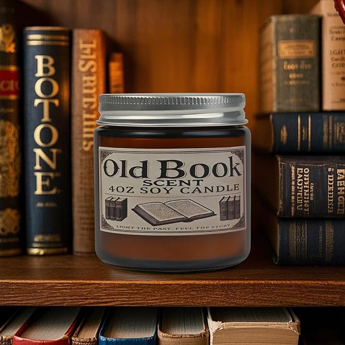 Old Book Candle, Book Lovers Gifts Ideas for Readers, Reading Accessories, Bookish Present, Birthday Gifts for Women, Bookworm, Librarian, Men