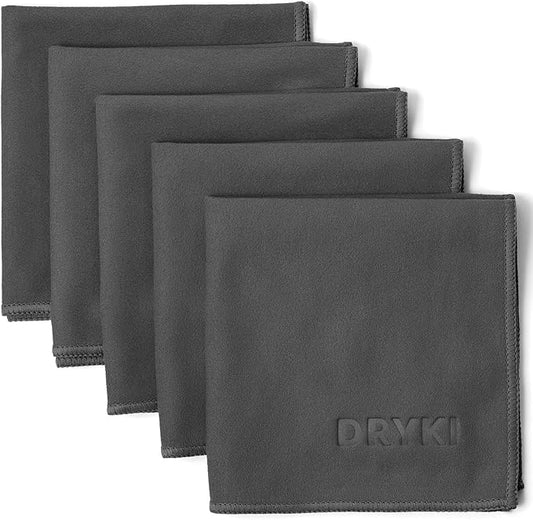Sweat Absorbing Handkerchiefs - The Original Pocket-Sized Sweat Towels - Quick-Dry Microfiber Sweat Rags for Face, Hands, & Body - Men & Women - Gym, Sports, and Work (Dark Grey: 5 Pack)