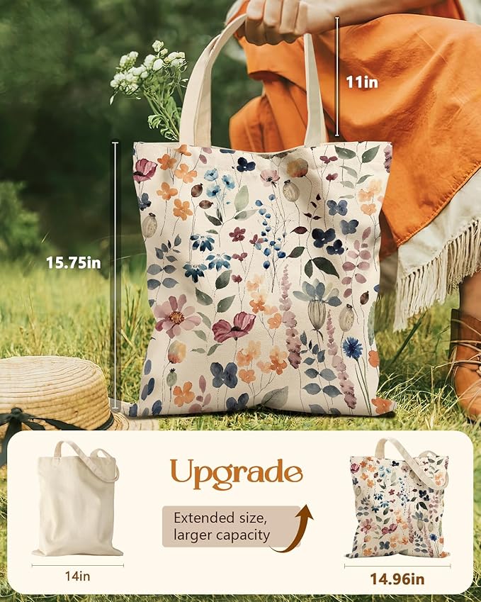 Miss Adola Aesthetic Tote Bag for Girls - with Magnetic Buckle and Zipper Inner Pocket for Women Lady Canvas Cotton Tote Bag