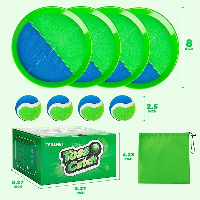 Toss and Catch Ball Set Upgraded - Family Games Kids Toys for Stocking Stuffers - Water-Resistant Great for Beach Pool Yard - Christmas Toys Gift for Boys Girls Teens 3 4 5 6 7 8 9 10 11 12+ Years
