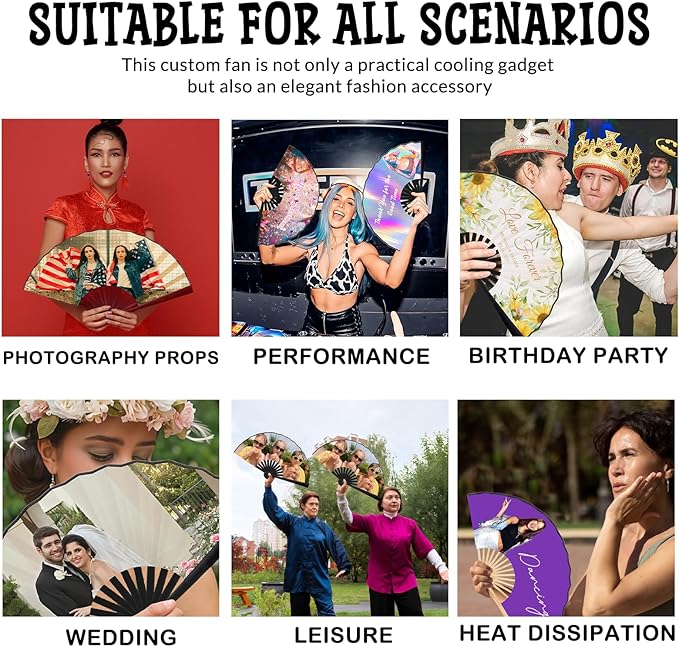 Custom Wedding Fans Personalized Fans for Line Dancing Folding Popping Fans for Wedding Dancing Concert Cosplay Party