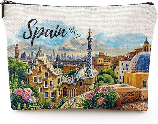 Spain Souvenirs Makeup Bag - Granada Albaicin Landscape Scenery Spain Travel Souvenirs, Spainish Gifts for Friends Birthday Travel Essential Gifts from Spain