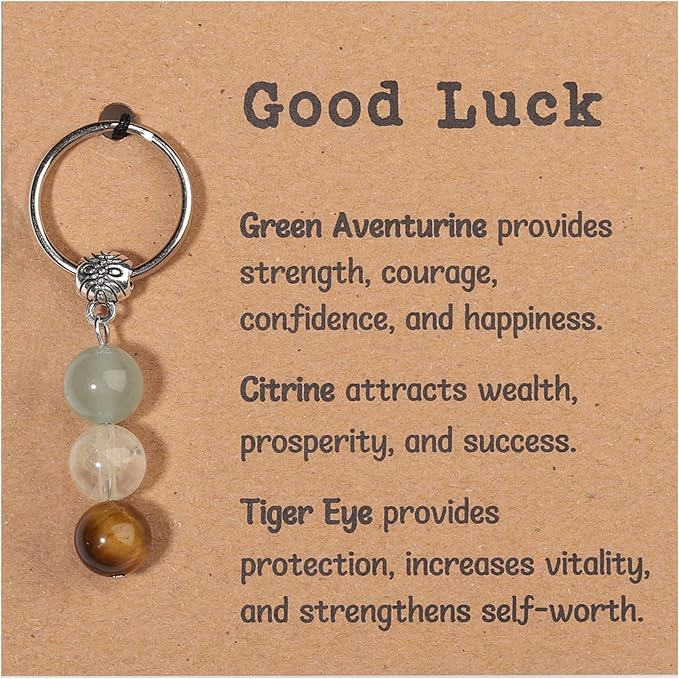 Natural Crystals Keychain Gift for New Beginnings, New Beginnings Gifts for Coworker Anxiety Relief Keychain for Women