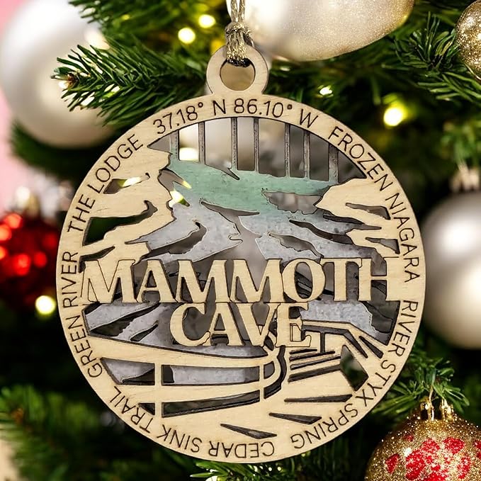 Mammoth Cave National Park Keepsake - Handcrafted Wooden Christmas Ornament 3" - Made in USA