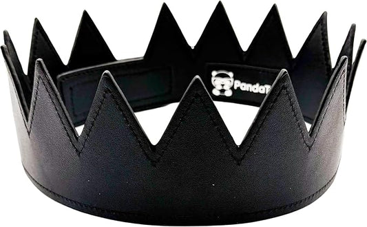 PandaTak Party Leather Crown For Men and Women - Comfortable Lightweight Adjustable Velcro Crown with Spikes