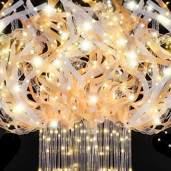100 PCS Wedding Wands with Lights,Fairy Wands, LED Silk Fairy Wand with Bells for Wedding Send Off, New Year, Raves, Concert, Birthday