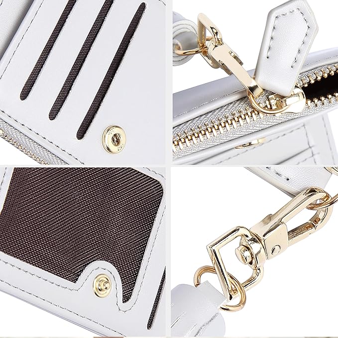 GEEAD Custom Design Small Wallets for Women Bifold Slim Coin Purse Zipper ID Card Holder PU Leather