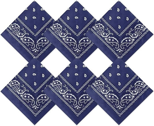 Blulu 6 Pcs Neon Color Cowboy Bandanas for Men Women Assorted Paisley Pattern Handkerchiefs 22 x 22 Inch Kids Headwrap Scarfs
