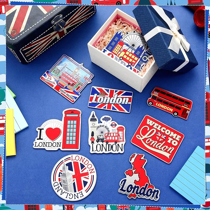 18 Pcs London Fridge Magnet Magnetic Refrigerator Stickers Metal Magnet London Souvenirs Gifts Refrigerator Magnets Home Decoration Accessories