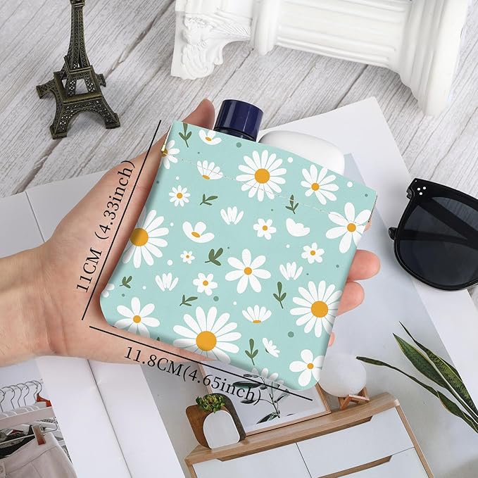 2Pcs PU Leather Small Squeeze Coin Purse Pouch Mini coin Bag Unique And Cute Wallet Cosmetic Bags Change Bag For Women Girls Men （Blue and Pink Flowers 3