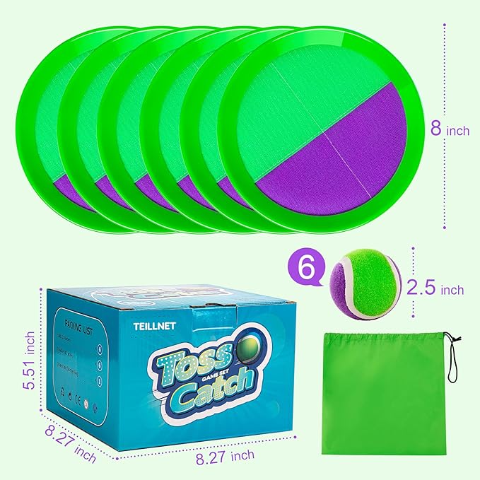 Toss and Catch Ball Set Upgraded - Family Games Kids Toys for Stocking Stuffers - Water-Resistant Great for Beach Pool Yard - Christmas Toys Gift for Boys Girls Teens 3 4 5 6 7 8 9 10 11 12+ Years