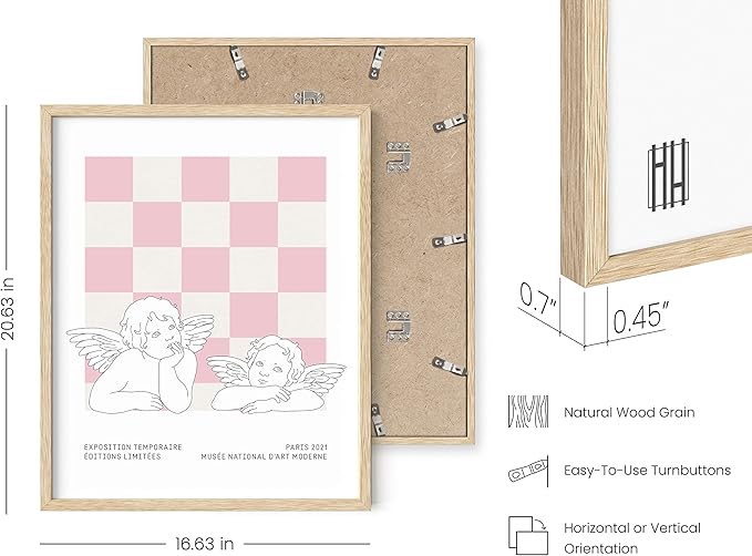 HAUS AND HUES Pink Wall Art, Danish Pastel Posters, Aesthetic Room Decor, Cool Trendy Posters (Beige Frame, 16x20)