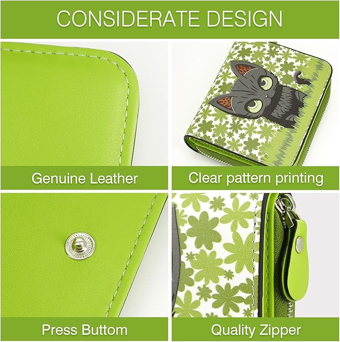 Genuine Small Wallet for Women, Slim RFID Blocking Credit Card Holder with ID Window, Compact Purses for Women with 25 Card Slots