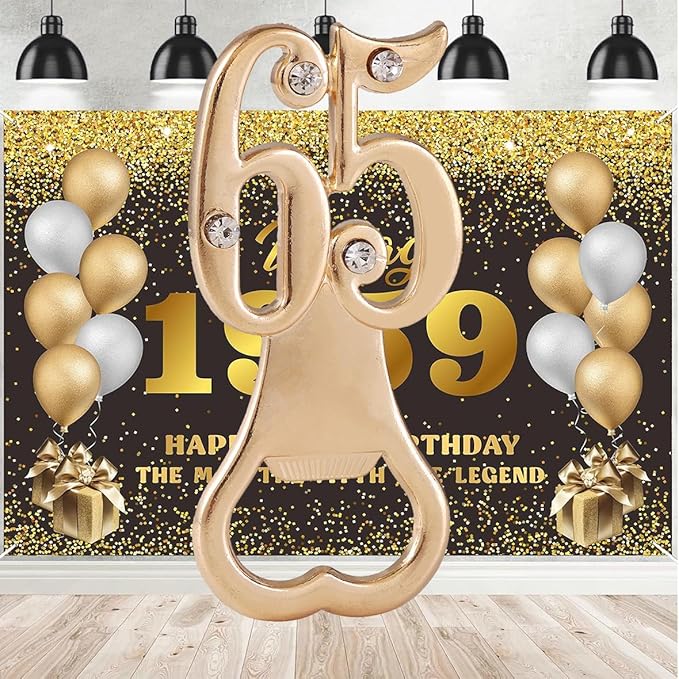 Baseo 24PCS 65th Birthday Favor Bottle Opener for Guests 65th Birthday Party Favors Bottle Opener 65th Bottle Opener Party Souvenirs Favors Gifts Decorations (Black Gold 65)