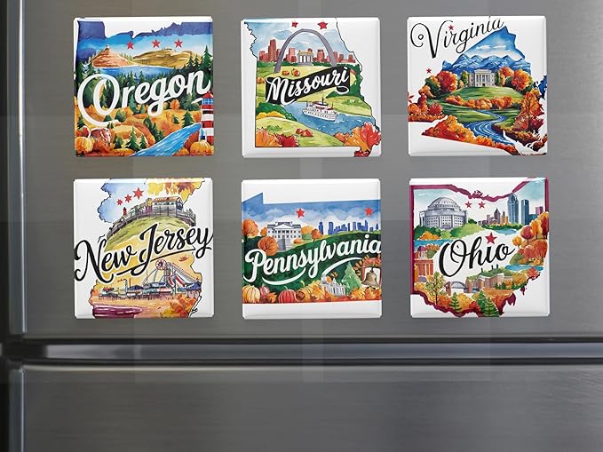50 US States Magnet Set, Road Trip Travel Souvenir, Custom Fridge Magnets, Unique State Keepsake – Personalized Gift (20)