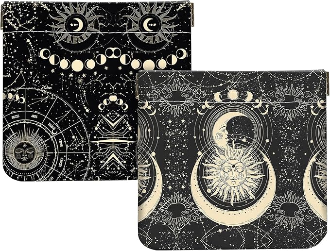2Pcs PU Leather Small Squeeze Coin Purse Pouch Mini coin Bag Unique And Cute Wallet Cosmetic Bags Change Bag For Women Girls Men Constellation