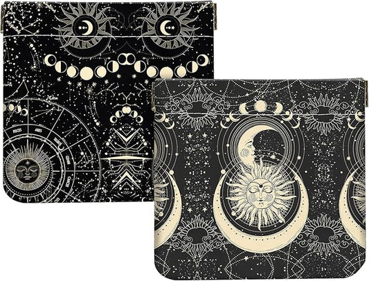 2Pcs PU Leather Small Squeeze Coin Purse Pouch Mini coin Bag Unique And Cute Wallet Cosmetic Bags Change Bag For Women Girls Men Constellation