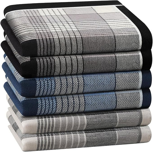Handkerchiefs for Men, Soft Cotton Men’s Handkerchiefs, Cotton Hankies for Men, Assorted Hankies, 17x17 3/6 PCS