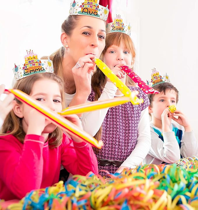 Outus 42 Pack Happy Birthday Crowns for Kids Classroom with Elastic Band for Teachers Students Kindergarten Party