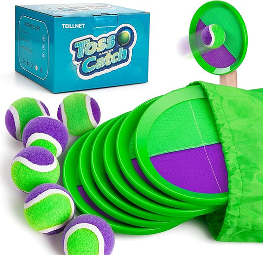 Toss and Catch Ball Set Upgraded - Family Games Kids Toys for Stocking Stuffers - Water-Resistant Great for Beach Pool Yard - Christmas Toys Gift for Boys Girls Teens 3 4 5 6 7 8 9 10 11 12+ Years