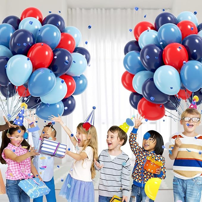 60pcs Red and Blue Balloons 12inch with Navy Slate Dusty Blue Red Balloons for Baby Shower Birthday Party Decorations