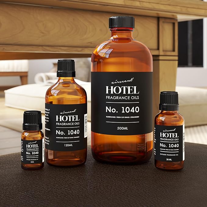 AirScent 50 Central Park Ritzy Hotel Fragrance No. 1040 - Elderflower Fresh Cut Grass Strawberry - Hotel Diffuser Oil for Ultrasonic and Waterless Diffusers and Crafting - 120 mL, 4 fl oz Bottle