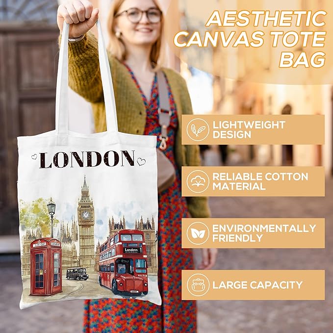 Europe Travel Souvenirs Gifts Tote Bags Reusable Grocery Bags London Paris Switzerland Gifts for Women