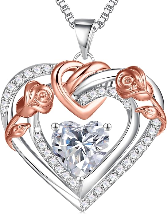 JKK Valentines Day Gifts for Mom - S925 Sterling Silver 12 Month Birthstone Necklaces Valentine's Day Mothers Day Birthday Christmas Gifts for Women Wift Mom