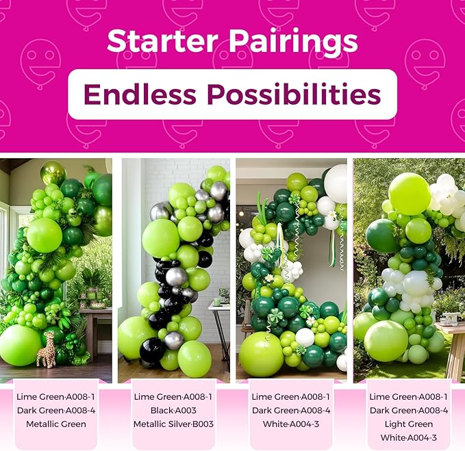 Bezente Lime Green Giant Balloons 36 Inch - 8 Pack Jumbo Green balloons Large Round Light Green Latex Balloons for Birthday Bridal Shower Dinosaur Jungle Party Decoration