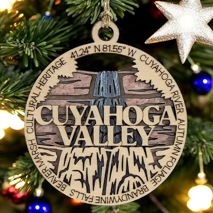 Cuyahoga Valley National Park Wood Ornament - Handmade 3" Laser Cut Christmas Decoration, Ohio Souvenir, Nature Lover Gift